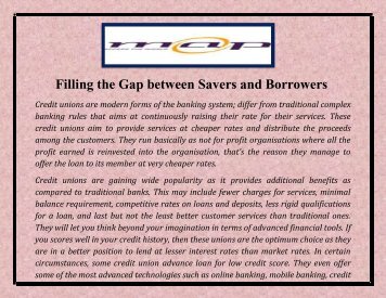 Filling The Gap Between Savers And Borrowers