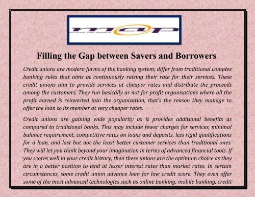 Filling The Gap Between Savers And Borrowers