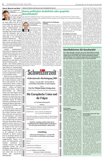 Ausgabe vom 30.10.2009 - SVP Kanton ZÃ¼rich