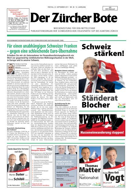 Ausgabe vom 23.09.2011 - SVP Kanton ZÃ¼rich