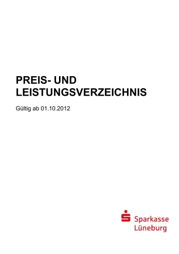 PREIS- UND LEISTUNGSVERZEICHNIS - Sparkasse Lüneburg