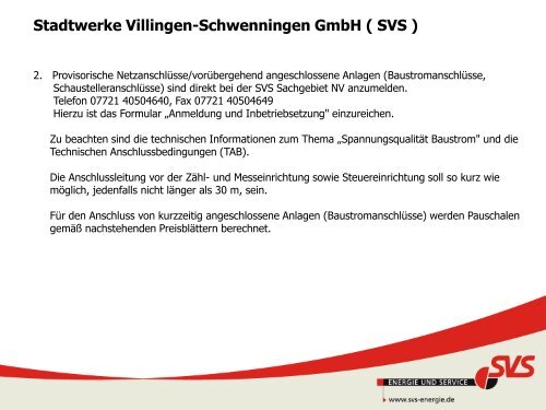 Preise und Bestimmungen Baustrom - Stadtwerke Villingen ...