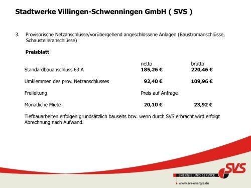 Preise und Bestimmungen Baustrom - Stadtwerke Villingen ...