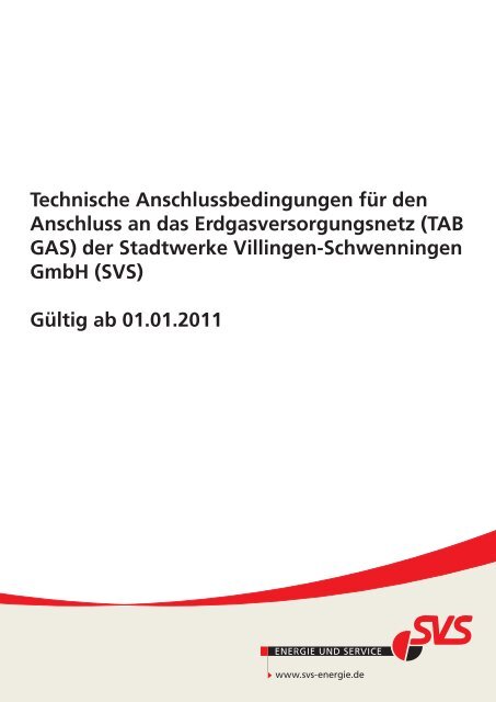 Technische Anschlussbedingungen Gas - Stadtwerke Villingen ...