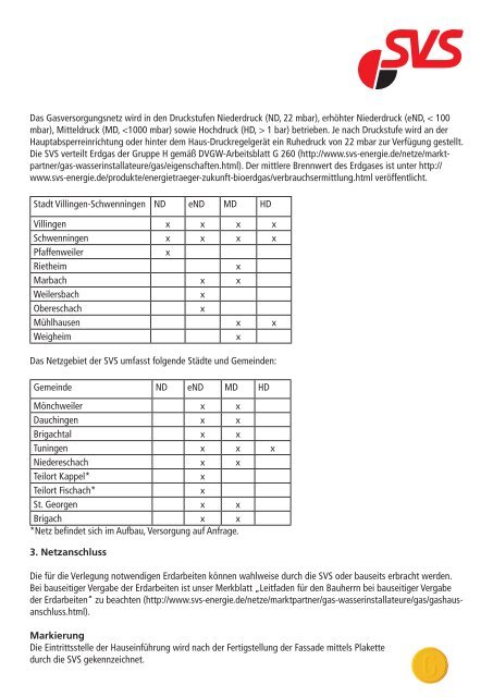 Technische Anschlussbedingungen Gas - Stadtwerke Villingen ...