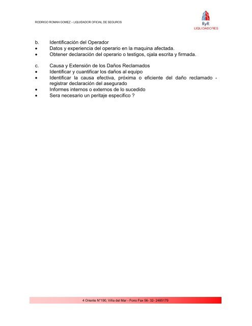 INSTRUCTIVO Y MANUAL DE LIQUIDACION DE SEGUROS R Y R ...