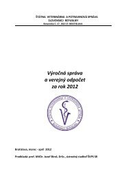 VÃ½roÄnÃ¡ sprÃ¡va a verejnÃ½ odpoÄet za rok 2012 - Å tÃ¡tna veterinÃ¡rna ...