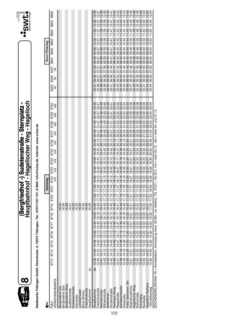 Fahrplan - Stadtverkehr TÃ¼bingen