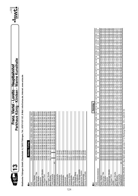 Fahrplan - Stadtverkehr TÃ¼bingen