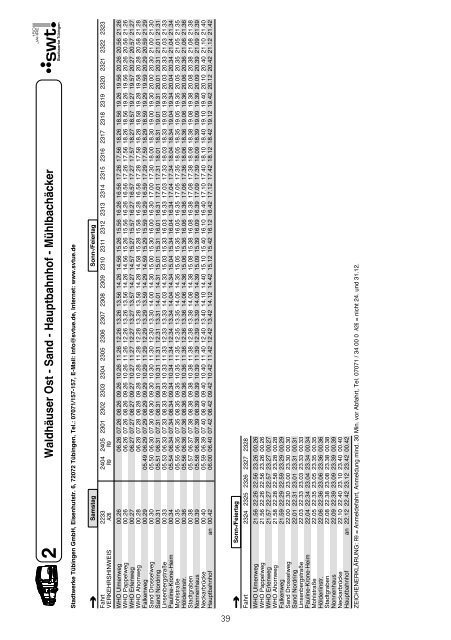 Fahrplan - Stadtverkehr TÃ¼bingen