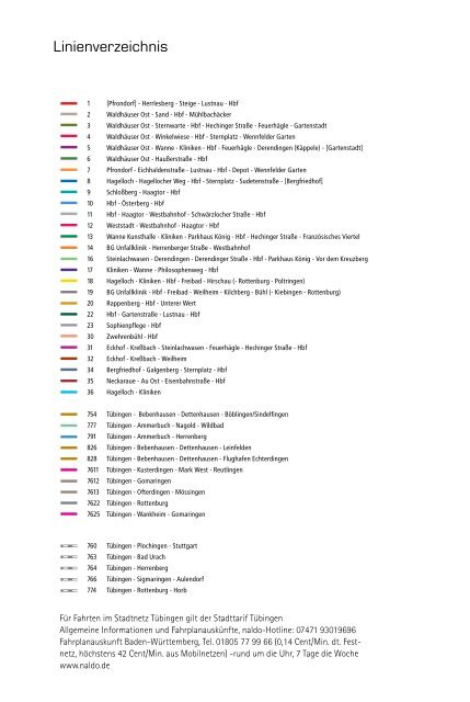 Fahrplan - Stadtverkehr TÃ¼bingen