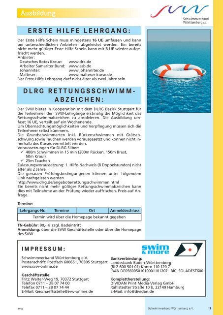 SVW Lehrgangsheft 2014.c - Schwimmverband Württemberg e.V.