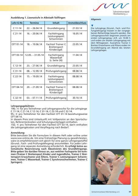 SVW Lehrgangsheft 2014.c - Schwimmverband Württemberg e.V.