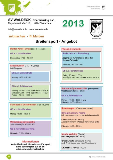 Vereinsnachrichten Ausgabe 2-2013 - SV Waldeck Obermenzing