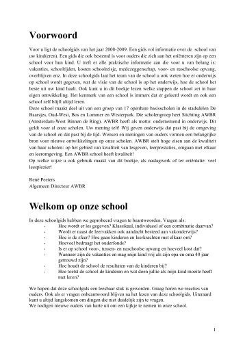 Voorwoord Welkom op onze school - Onderwijs Consumenten ...