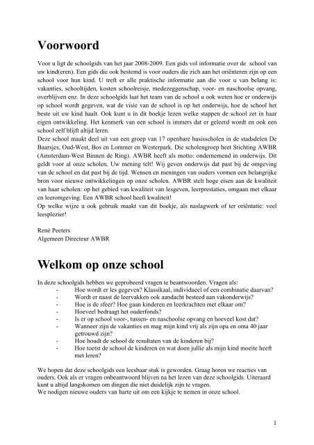 Voorwoord Welkom Op Onze School - Onderwijs Consumenten ...