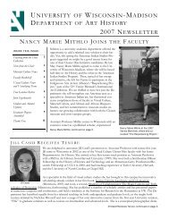 2007 Newsletter - Department of Art History - University of Wisconsin ...