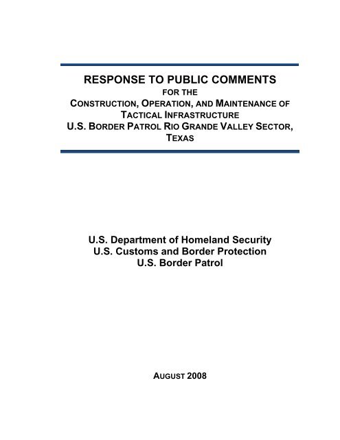 RESPONSE TO PUBLIC COMMENTS - CBP.gov