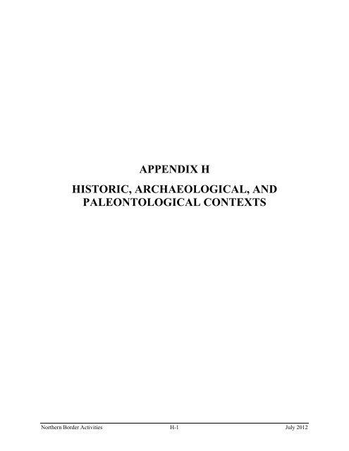 Appendix H - Historical Archaeological and ... - CBP.gov