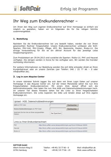 Erfolg ist Programm Ihr Weg zum Endkundenrechner – - Softfair