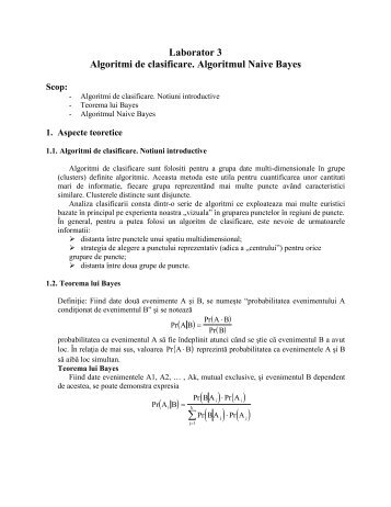 Algoritmi de clasificare.Algoritmul Naive Bayes