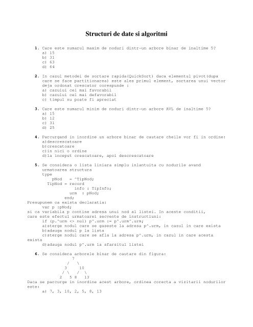 Structuri de date si algoritmi
