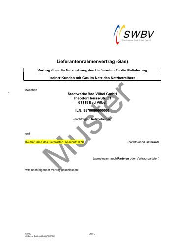 Lieferantenrahmenvertrag (Gas) - Stadtwerke Bad Vilbel