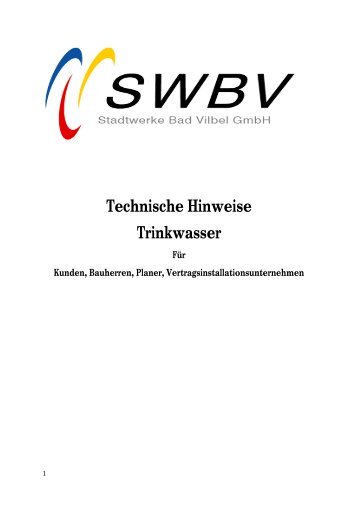 Technische Hinweise Trinkwasser - Stadtwerke Bad Vilbel