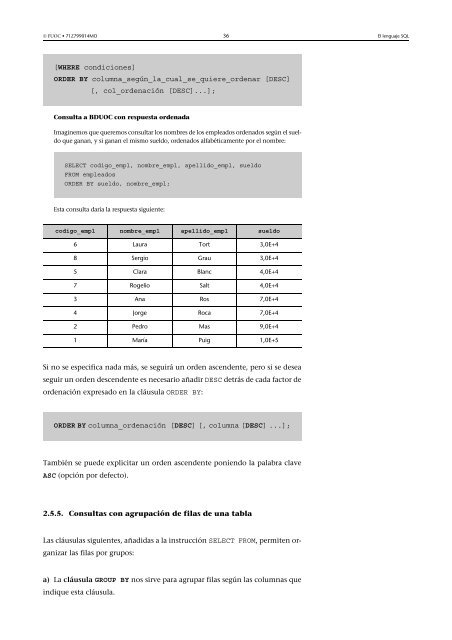 Bases de datos: Software libre - Universitat Oberta de Catalunya