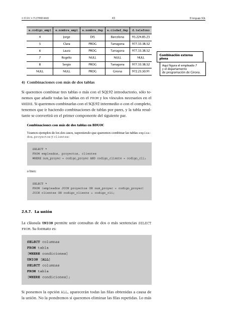 Bases de datos: Software libre - Universitat Oberta de Catalunya