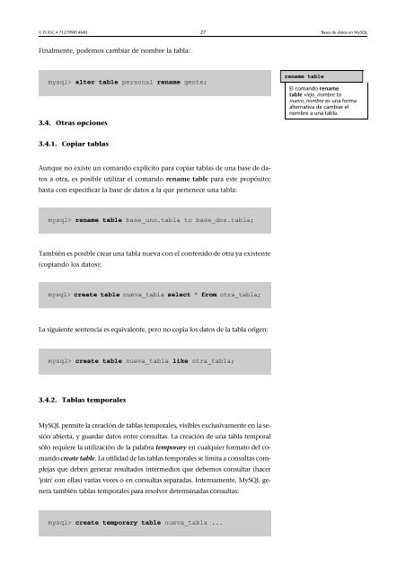 Bases de datos: Software libre - Universitat Oberta de Catalunya