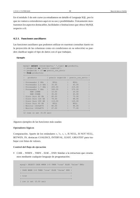 Bases de datos: Software libre - Universitat Oberta de Catalunya