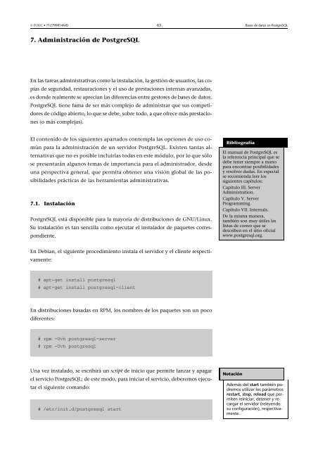 Bases de datos: Software libre - Universitat Oberta de Catalunya