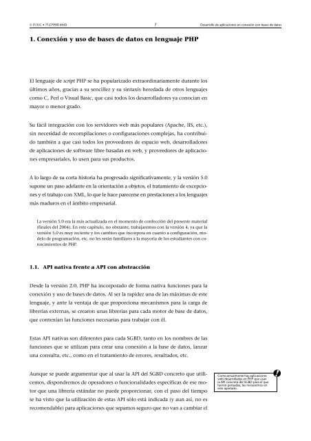 Bases de datos: Software libre - Universitat Oberta de Catalunya