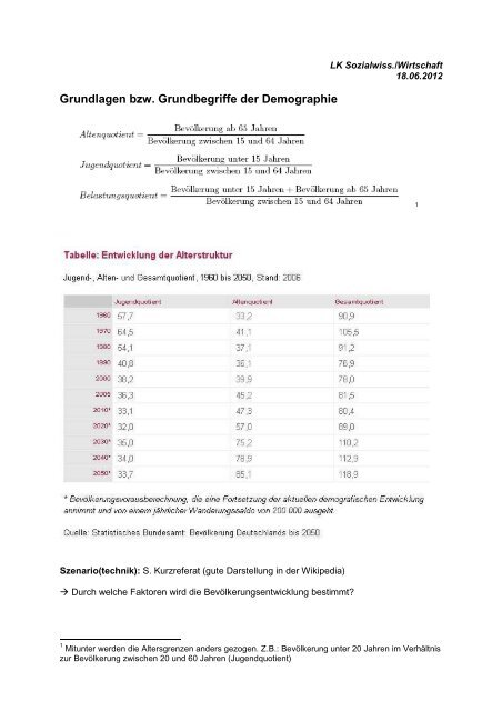 Arbeitsblatt zur Demografie - Sw-cremer.de