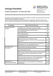 Umzugs-Checkliste - StÃ¤dtische Werke AG