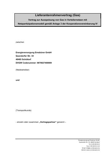 Lieferantenrahmenvertrag (Gas) - Sw-schuettorf.de
