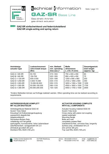 GAZ einfachwirkend und federschließend  - Fahlke Control Systems ...