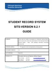 student record system sits:version 8.2.1 guide - Swansea University