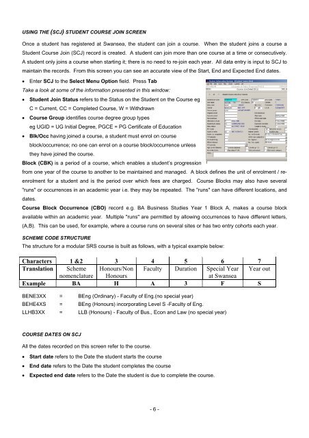 student record system sits:version 8.2.1 guide - Swansea University