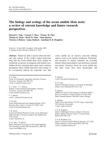 The biology and ecology of the ocean sunfish - Swansea University