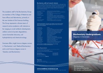 BSc Biochemistry Programmes e-brochure - Swansea University