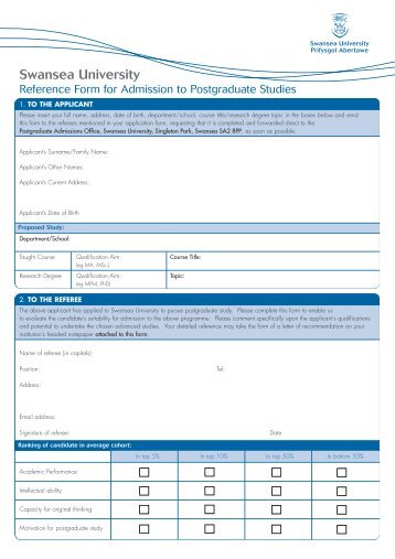 9236 PG Application form (references) - Swansea University