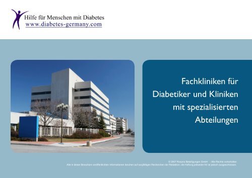 Fachkliniken für Diabetiker und Kliniken mit spezialisierten ...