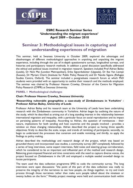 ESRC Seminar Series - Briefing Paper 3 - Swansea University