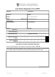 Laser Worker Registration Form (LWRF) - Swansea University