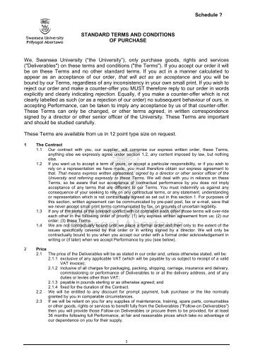 Term and Conditions - Swansea University