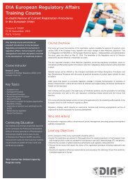 DIA European Regulatory Affairs Training Course - Drug Information ...