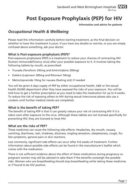 Post Exposure Prophylaxis (PEP) for HIV - Sandwell & West ...