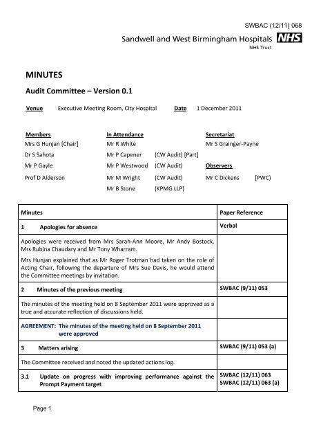 January 2012 - Sandwell & West Birmingham Hospitals